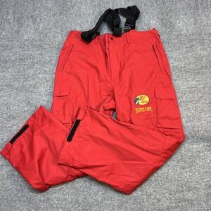 Bass Pro Shops Snow Pants Mens XL Red Bone Dry Waterproof Ski Pockets Suspenders